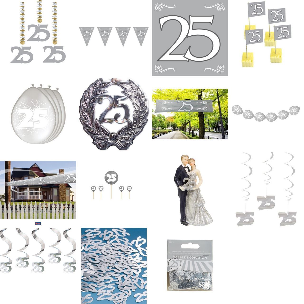 Silberhochzeit Jubilaum 25 Jahre Dekoration Silber Hochzeit Deko Auswahl Ebay