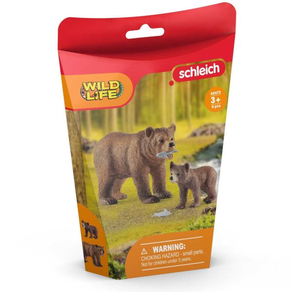 SCHLEICH 42473 - Wild Life - Grizzlybär-Mutter mit Jungen