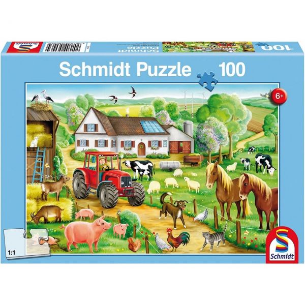 SCHMIDT 56003 - Puzzle - Fröhlicher Bauernhof, 100 Teile