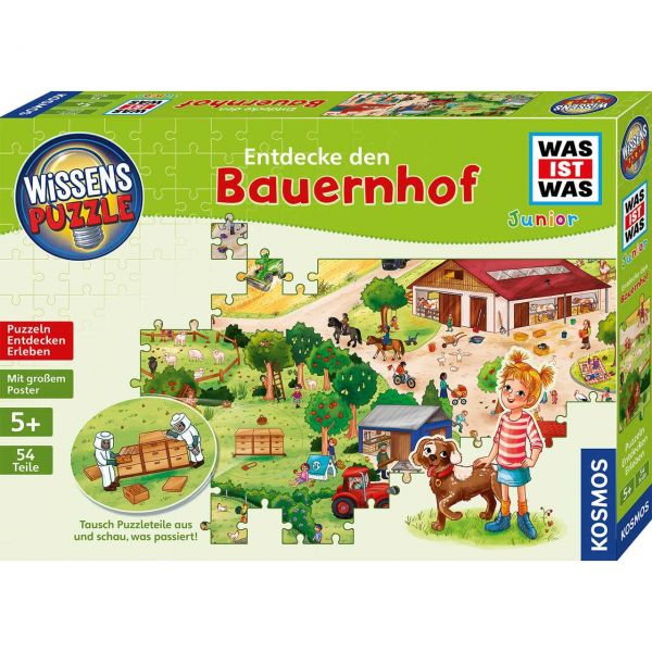 KOSMOS 682651 - Wissenspuzzle - WAS IST WAS Junior: Entdecke den Bauernhof, 54 Teile