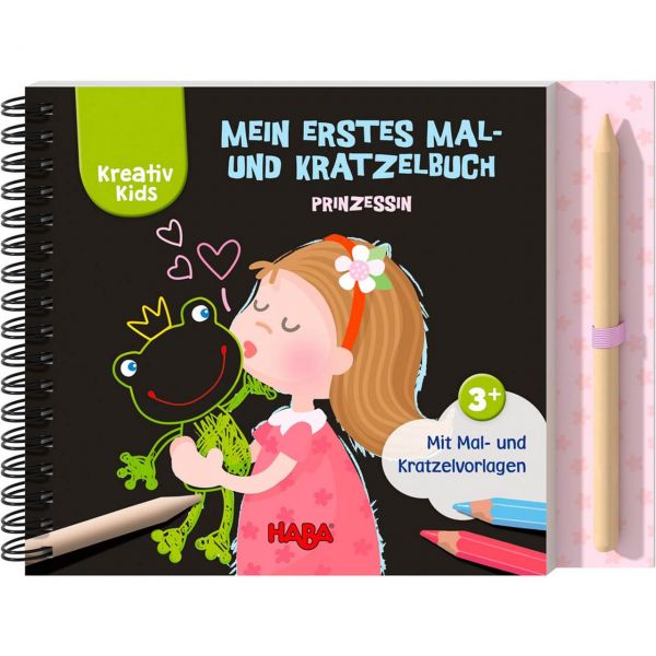 HABA 305534 - Kreativ Kids - Mein erstes Mal- und Kratzelbuch, Prinzessin
