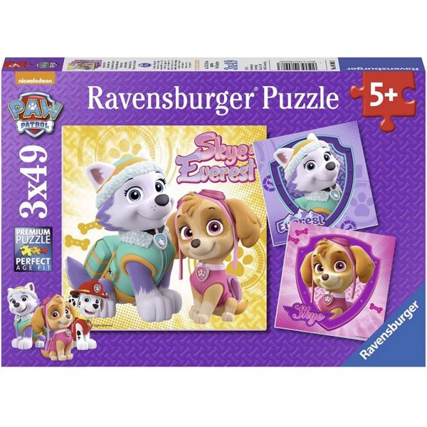 RAVENSBURGER 08008 - Puzzle - Paw Patrol Bezaubernde Hundemädchen, 3x49 Teile