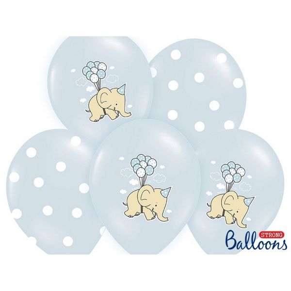 PD SB14P-255-000-6 - Luftballons 30cm - Pastell, Elefant, Baby-Blau Mix, 6 Stk.