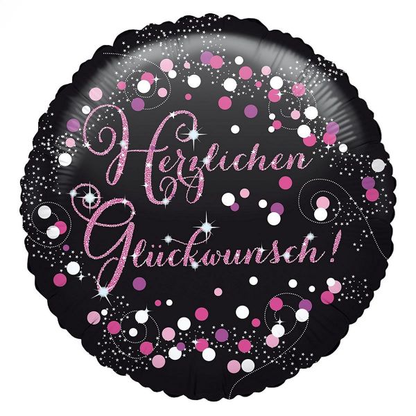 AMSCAN 3771501 - Sparkling Celebrations Pink, Herzlichen Glückwunsch - Folienballon, 43cm