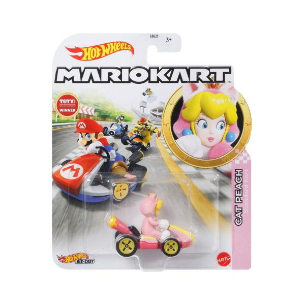 MATTEL GRN13 - Hot Wheels - Mario Kart, 1:64 Die-Cast, Cat Peach