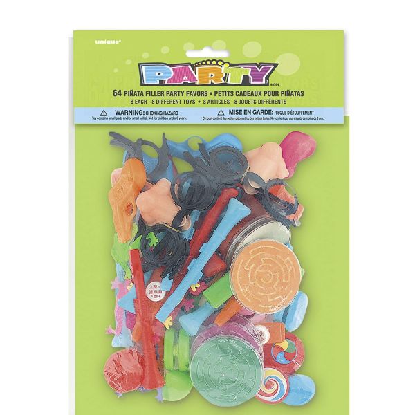 UNIQUE 50233380 - Geburtstag &amp; Party - Pinata Füller, 64 kleine Spielzeuge