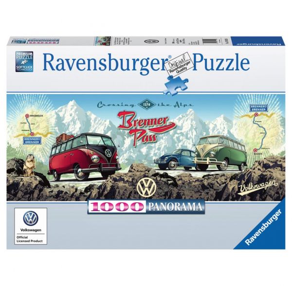 RAVENSBURGER 15102 - Puzzle - Mit dem VW Bulli über den Brenner, 1000 Teile