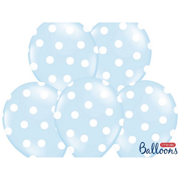 PD SB14P-223-011W-6 - Luftballons 30cm - Pastell, Punkte, Pastel Baby-Blau, 6 St
