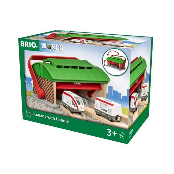 BRIO 33474 - Stationen - Mitnehm-Lokschuppen mit Reisezug