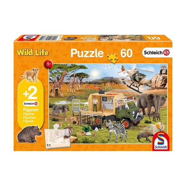 SCHMIDT 56384 - Puzzle - Abenteuerliche Tierrettung, 60 Teile, mit 2 Figuren