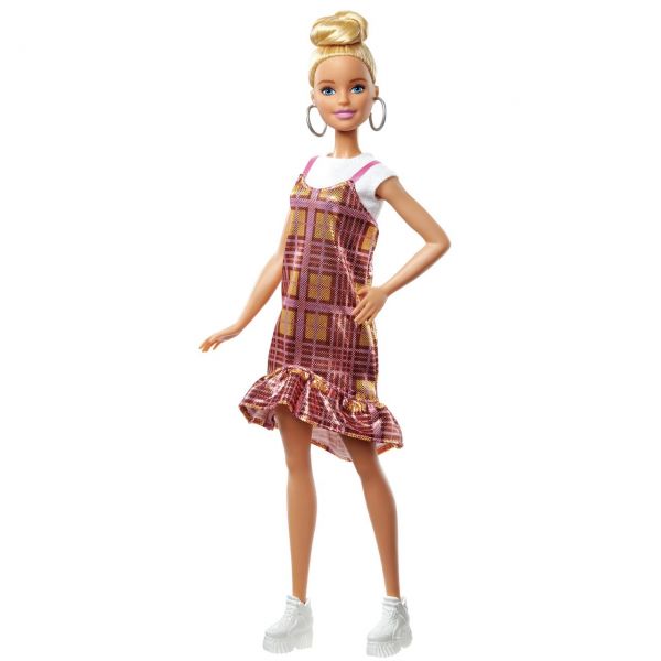 MATTEL GHW56 - Barbie - Fashionistas Puppe (blond) mit rosa Kleid