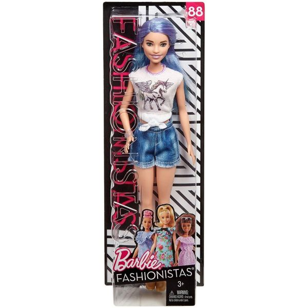 MATTEL FJF48 - Barbie Fashionistas - Puppe im Tshirt, mit Einhorn-Aufdruck
