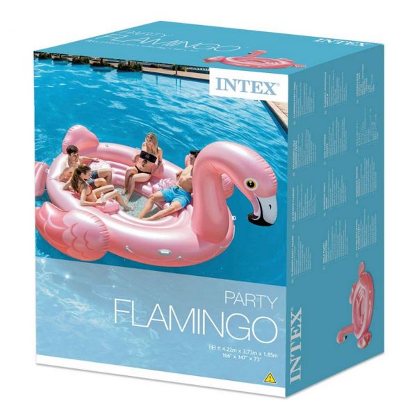INTEX 57267EU - Aufblastier - Riesen Party Flamingo Insel XXL, 422 x 373 x 185cm