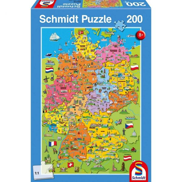 SCHMIDT 56312 - Puzzle - Deutschlandkarte mit Bildern, 200 Teile