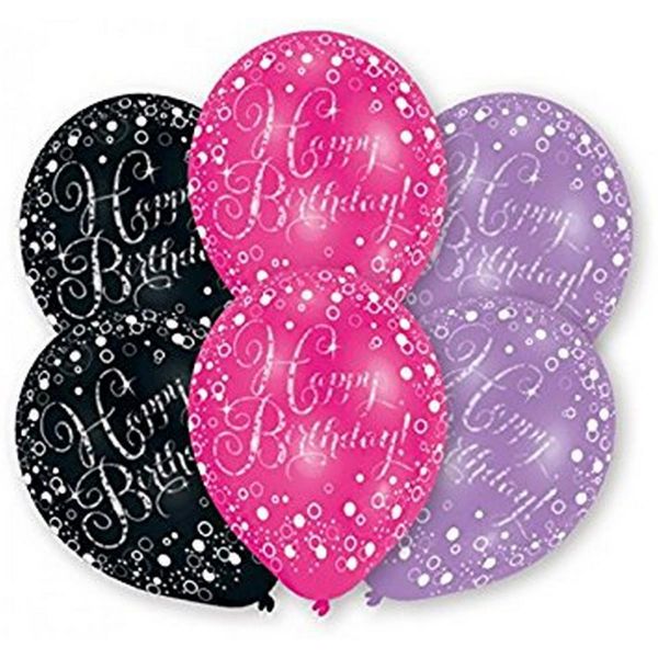 AMSCAN 9901070 - Sparkling Celebrations Pink, Happy Birthday - Luftballons, 27,5cm, 6 Stk.