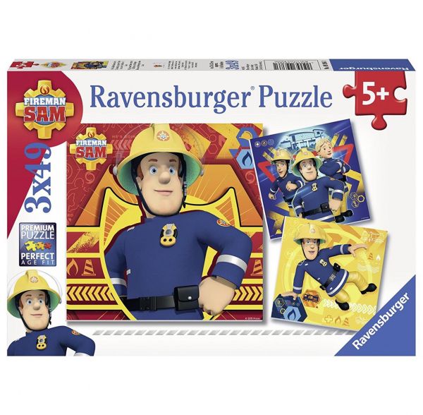 RAVENSBURGER 09093 - Puzzle - Feuerwehrmann Sam, 3x49 Teile