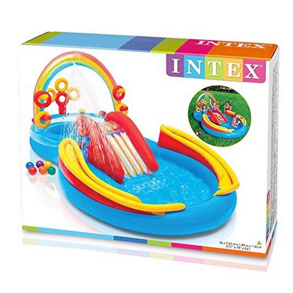 INTEX 57453 - Wasserspielzeug - Spielplatz Regenbogen, 297x193x135 cm