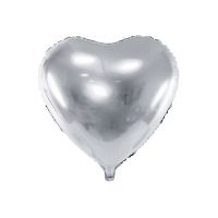 PD FB9M-018 - Folienballon - Herz, Silber, ca. 45cm