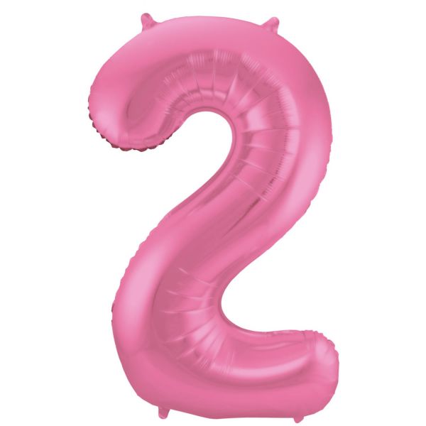 FOLAT 65902 - Folienballon - Zahl 2, Matte Pink, 86 cm