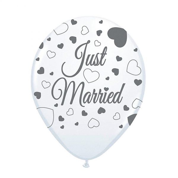 FOLAT 21358 - Geburtstag &amp; Party - Luftballons Just Married, weiß, 8 Stk