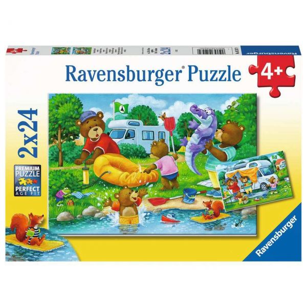 RAVENSBURGER 05247 - Puzzle - Familie Bär geht campen, 2x24 Teile