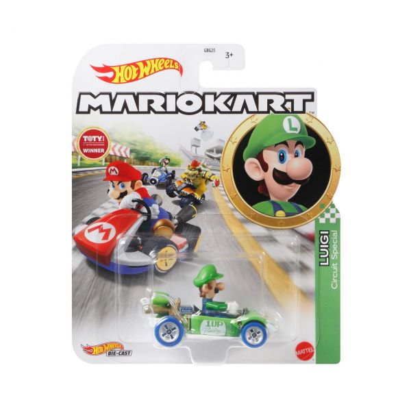 MATTEL GRN18 - Hot Wheels - Mario Kart, 1:64 Die-Cast, Luigi