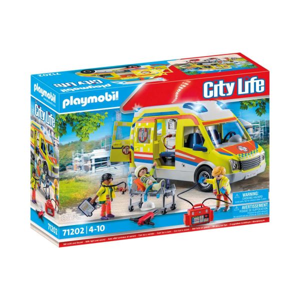PLAYMOBIL 71202 - City Action Rettung - Rettungswagen mit Licht und Sound