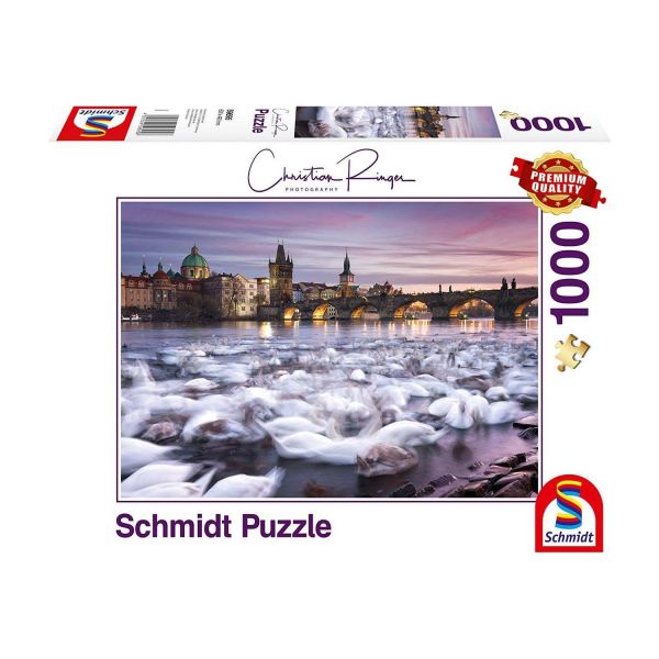 SCHMIDT 59695 - Puzzle - Christian Ringer, Prag, Schwäne, 1000 Teile