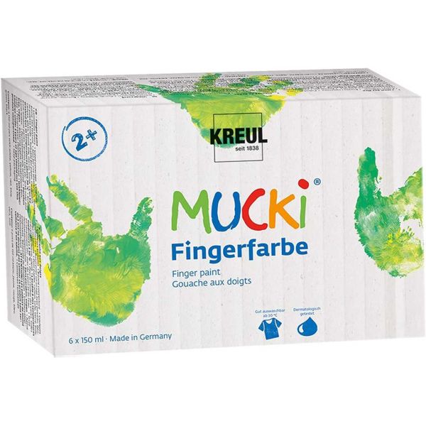 KREUL 2316 - Bastelartikel - Mucki Fingerfarbe, 6 Dosen a 150ml