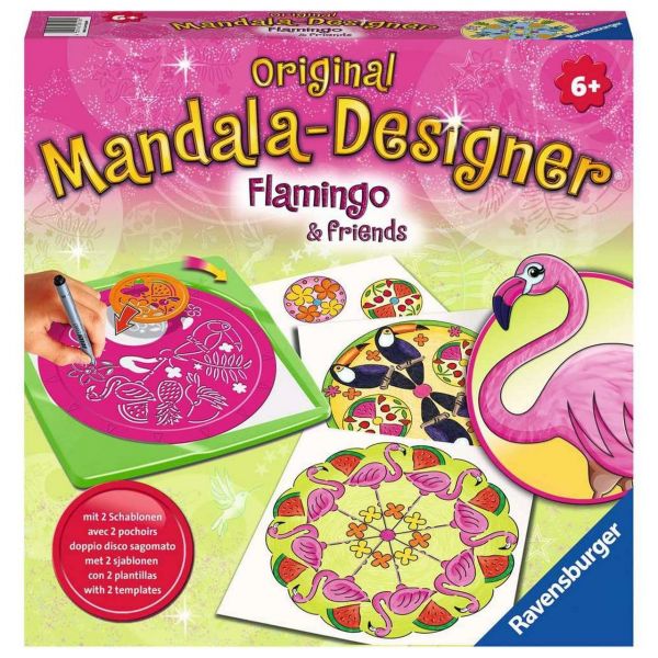 RAVENSBURGER 28518 - Midi Mandala Designer - Tropical, Flamingo and Friends
