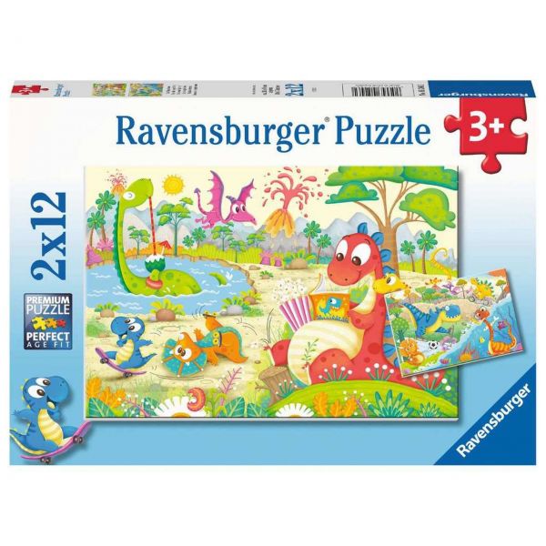 RAVENSBURGER 05246 - Puzzle - Lieblingsdinos, 2x12 Teile