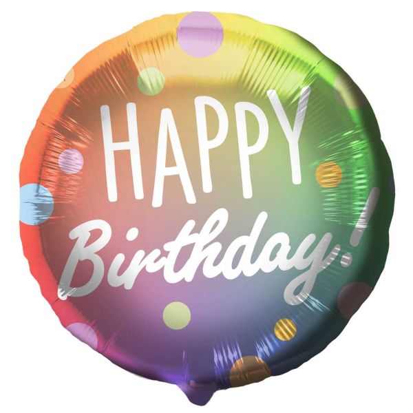 Folienballon Happy Birthday Dots Multi Colors, 45cm
