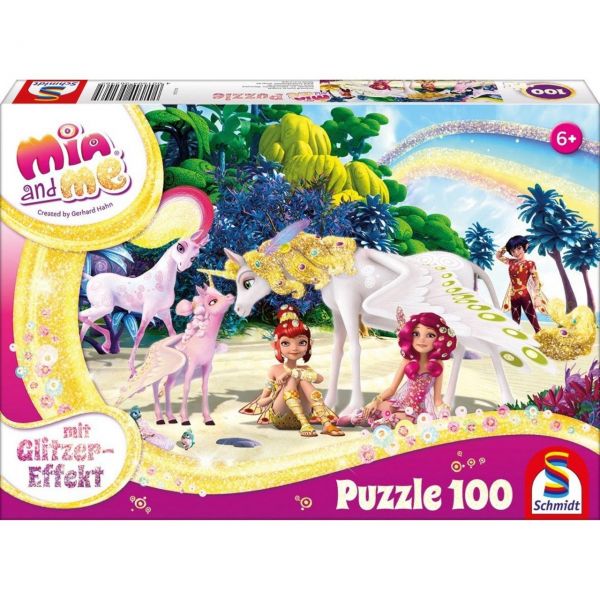 SCHMIDT 56246 - Glitzerpuzzle - Mia &amp; Me, Am Strand, 100 Teile
