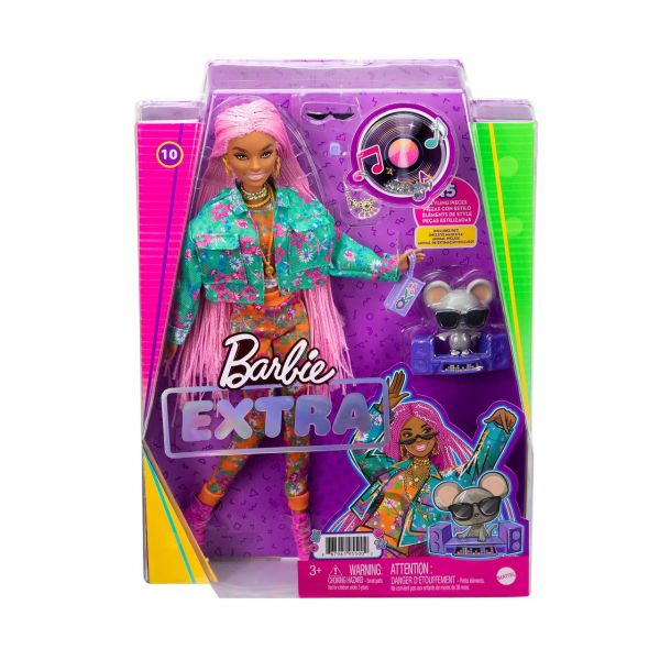 MATTEL GXF09 - Barbie - Extra Puppe mit pinken Flechtzöpfen