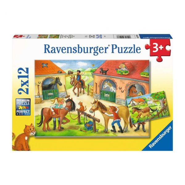 RAVENSBURGER 05178 - Puzzle - Ferien auf dem Pferdehof, 2x12 Teile
