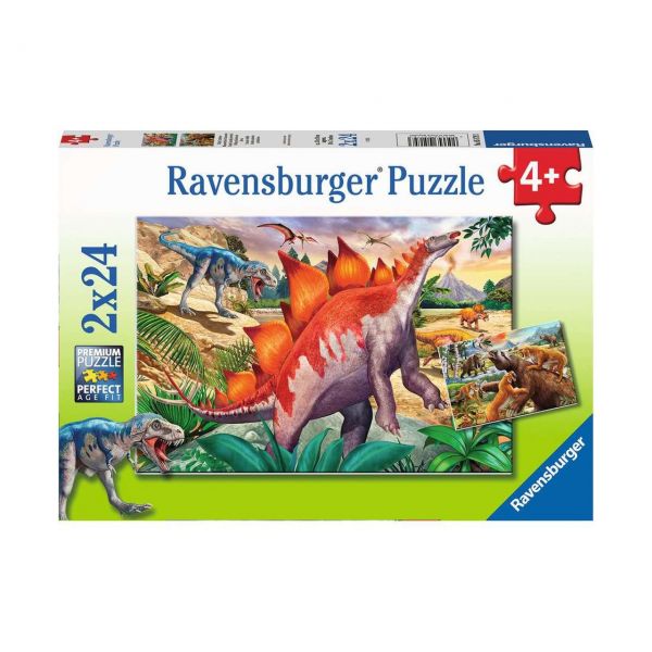 RAVENSBURGER 05179 - Puzzle - Wilde Urzeittiere, 2x24 Teile