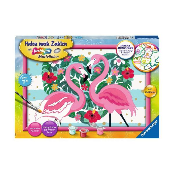 RAVENSBURGER 28782 - Malen nach Zahlen - Liebenswerte Flamingos