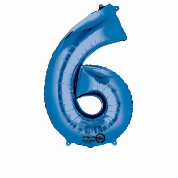 AMSCAN 28288 - Folienballon - Zahl 6, blau, 86 cm