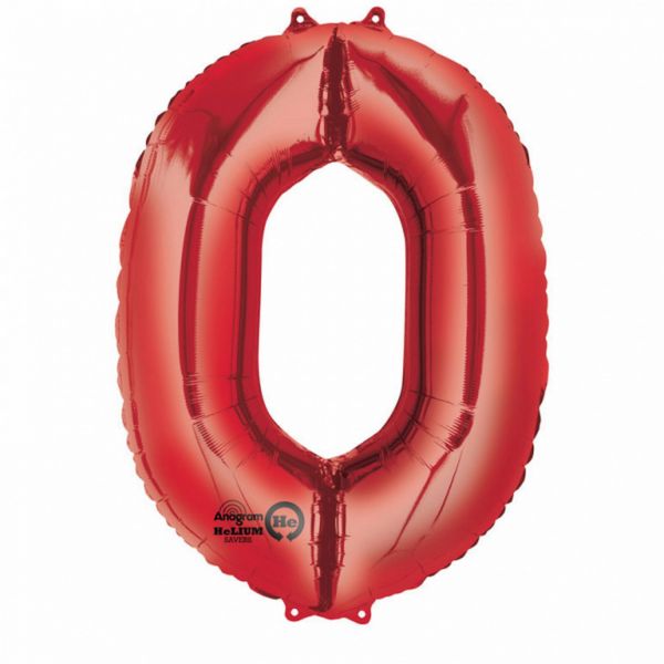 AMSCAN 2827101 - Folienballon - Zahl 0, rot, 66 x 88 cm