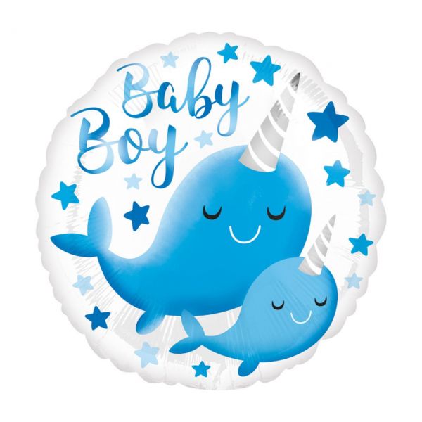 AMSCAN 3963401 - Folienballon - Narwhal Baby Boy, 43cm