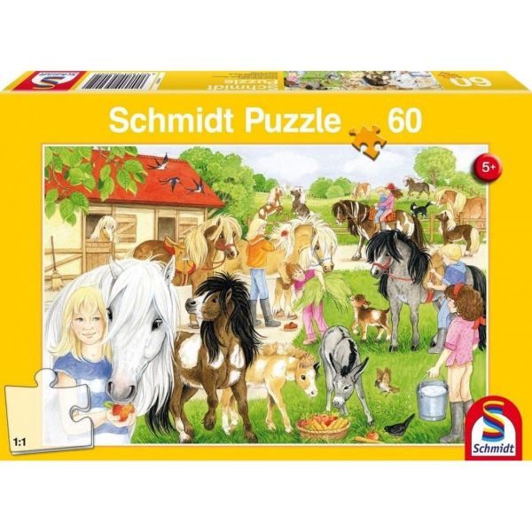 SCHMIDT 56205 - Puzzle - Spaß auf dem Ponyhof, 60 Teile