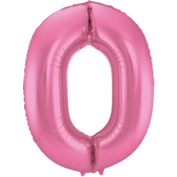 FOLAT 65900 - Folienballon - Zahl 0, Matte Pink, 86 cm