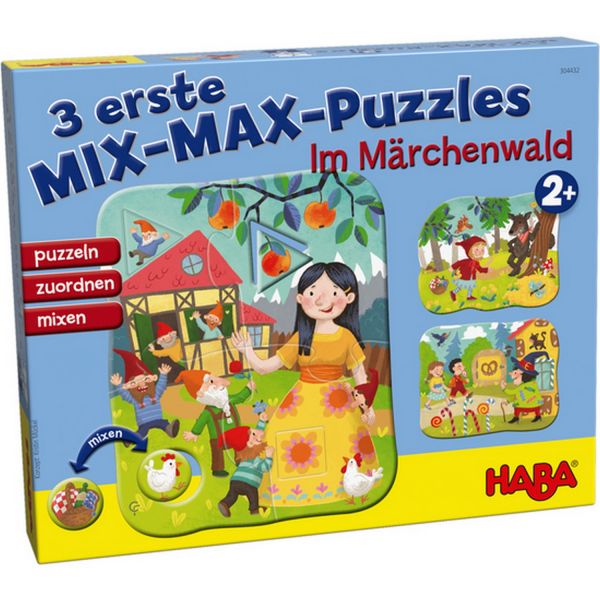 HABA 304432 - 3 erste Mix-Max-Puzzles - Im Märchenwald, 7, 8 &amp; 9 Teile