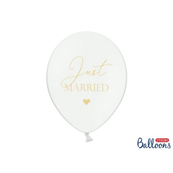 PD SB14P-237-008 - Luftballons 30cm - Pastell, Just Married, Weiß, 50 Stk.