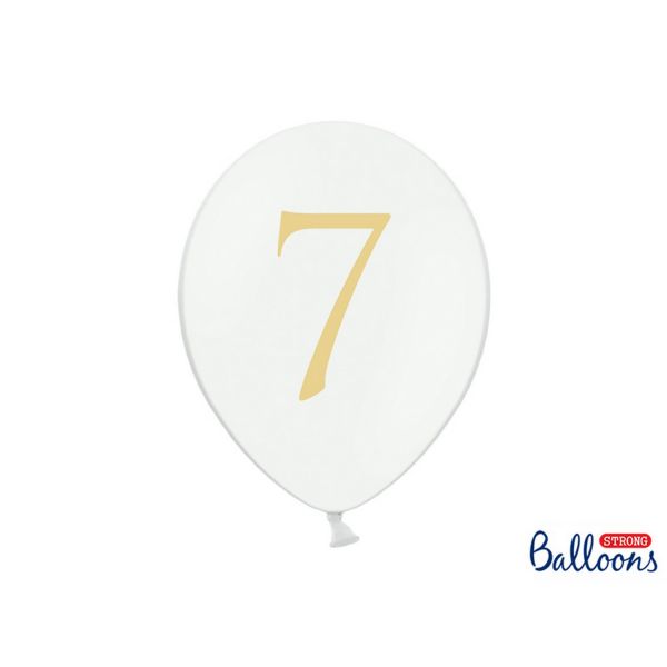 PD SB14P-287-008 - Luftballons 30cm - Pastell, Weiß - Zahl 7, 50 Stk.