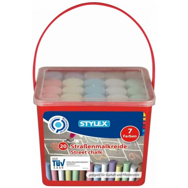STYLEX 48104 - Straßenmalkreide im 20er Eimer mit 7 verschiedenen Farben