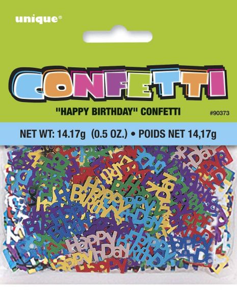 Unique 90373 - Geburtstag &amp; Party - Konfetti Metallic, Happy Birthday, bunt