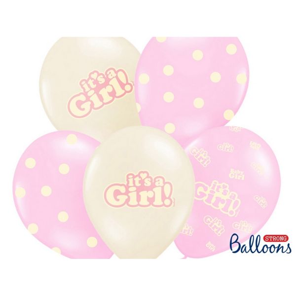 PD SB14P-252-000-6 - Luftballons 30cm - Pastell, It&#039;s a Girl, Baby-Rosa Mix, 6 Stk.