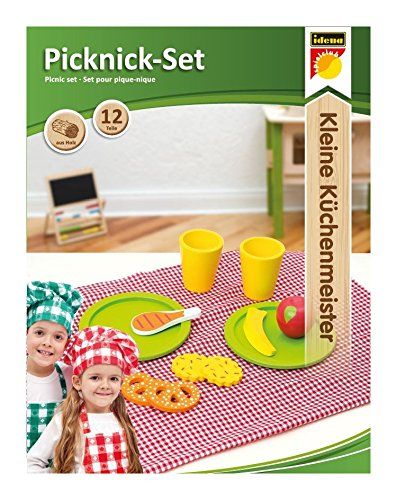 Idena 4100107 - Kleine Küchenmeister Picknick - Set aus Holz inklusive Decke