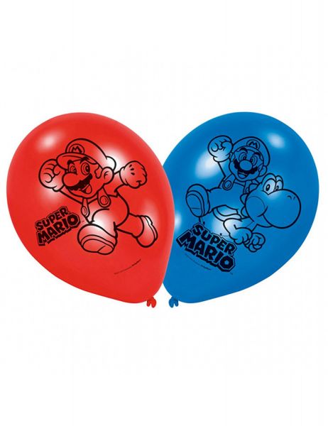 AMSCAN 9901546 - Geburtstag &amp; Party - Super Mario Latex Luftballon, 6 Stk.